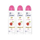 Kit Com 3 Desodorantes Antitranspirantes Aerosol Dove Go Fresh Romã E Verbena 150ml