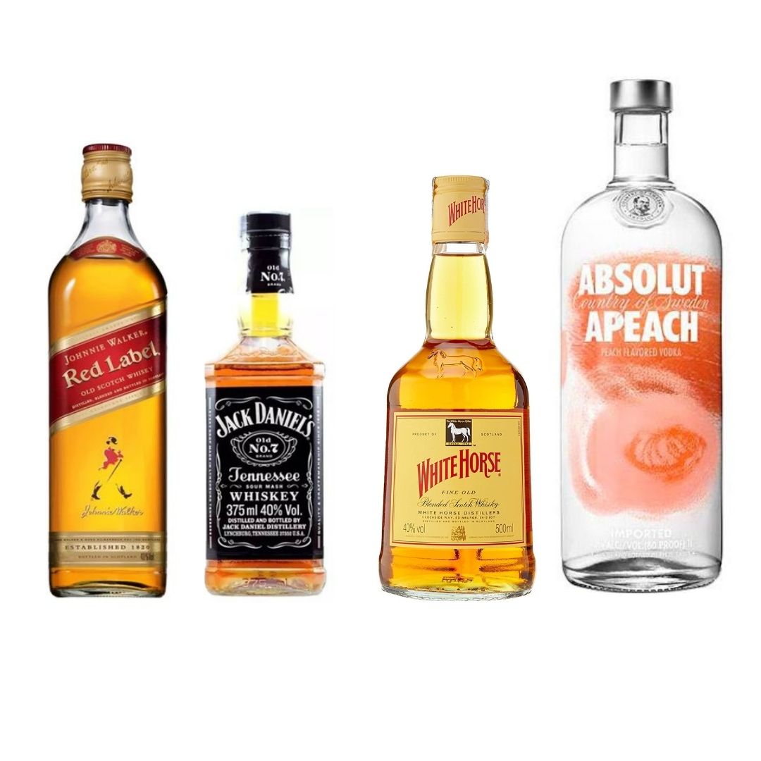 Kit Jack Daniel&#39;s + Red Label + White Horse + Absolut Apeach