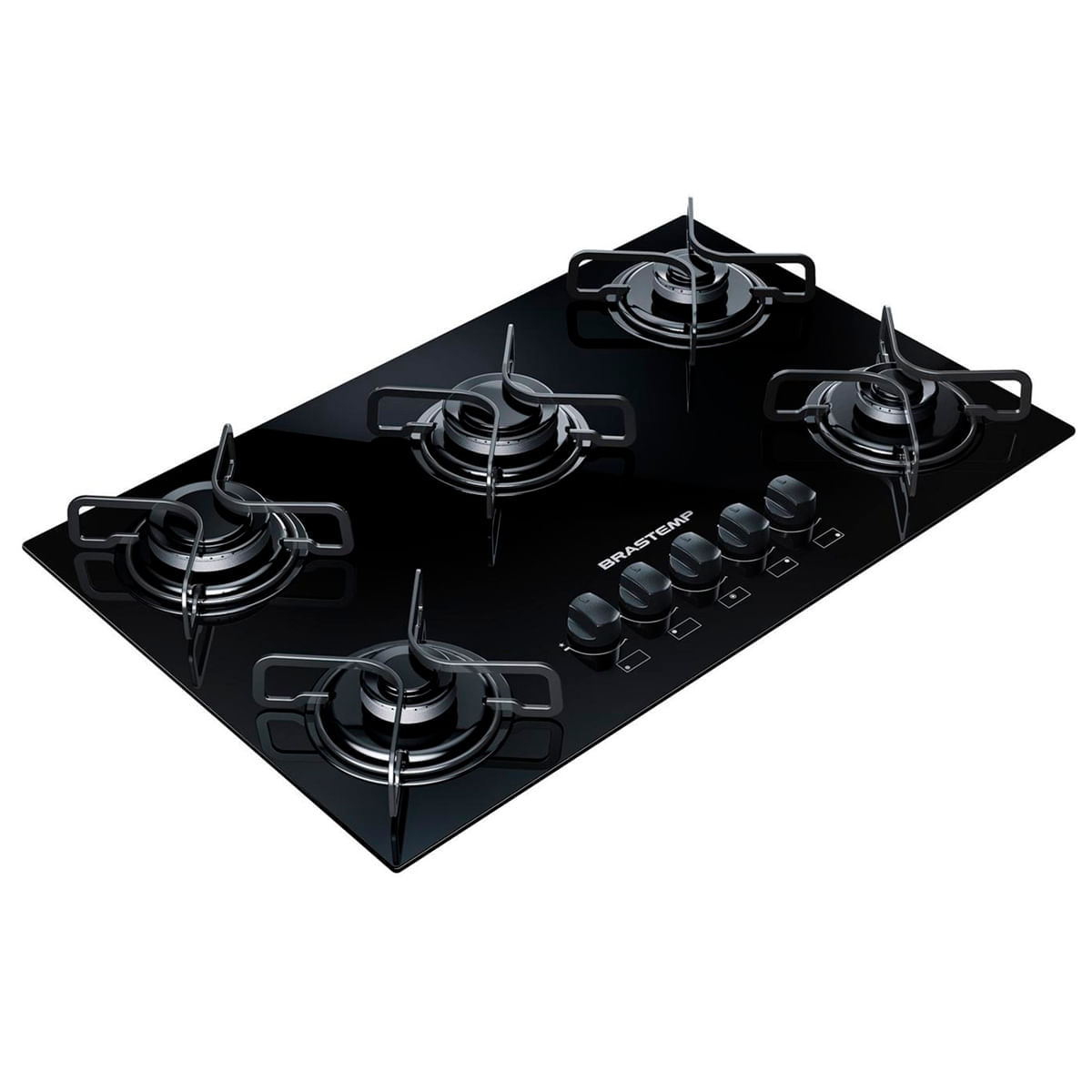 Cooktop A Gás 5 Bocas Brastemp BDD75AEUNA Vidro Preto Bivolt