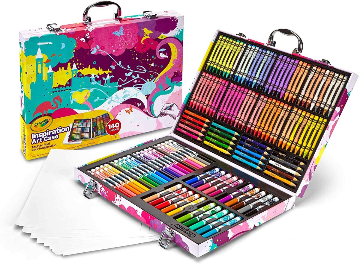 Crayola Inspiration Art Case em Rosa, Presentes para Crianças 5+, 140 Contagem