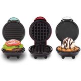 Dash DGMS03GBCL Mini Maker Grill, Griddle + Waffle Iron, 3 pacotes, Vermelho/Aqua/Branco