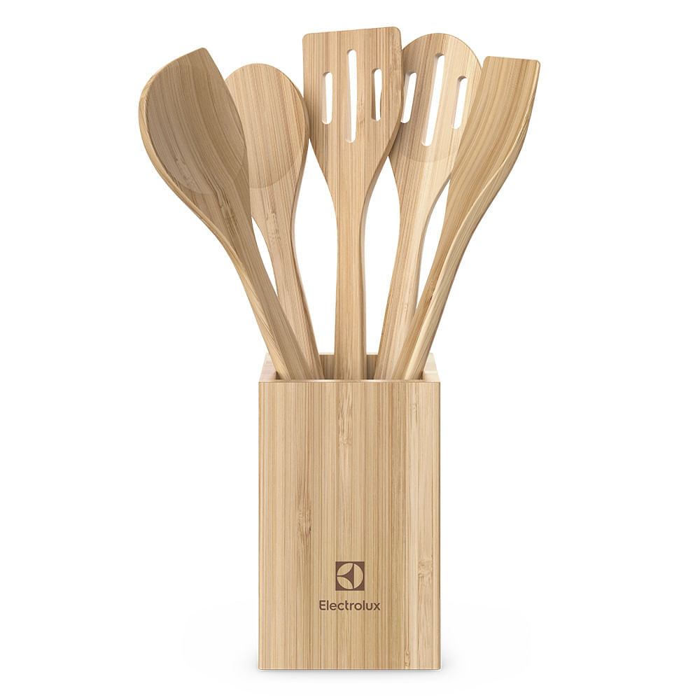 Conjunto De Utensílios De Bambu De 06 Peças