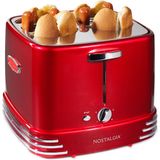 Nostalgia RHDT800RETRORED Pop-Up 4 Hot Dog e Torradeira de Pão com Mini Tongs, Funciona Com Frango, Peru, Salsichas Vegetarianas e Pirralhos, Vermelh