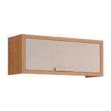 Armário Aéreo Cozinha Modulado Eloise Geladeira C/1 Porta Basculante Riscada 80 Cm Freijo/off White - Mgm