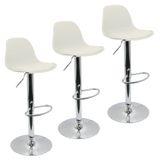 Kit 3 Banquetas Joly Luisa Eames Saarinen Base Giratória Cromada - Branca