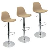 Kit 3 Banquetas Joly Luisa Eames Saarinen Base Giratória Cromada - Bege