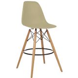 Banqueta Charles Eames Eiffel Wood Design Base Fixa Madeira - Bege