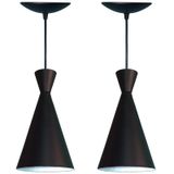 Kit 02 Luminárias Pendente Cone Estilo Tom Dixon Preto Fosco