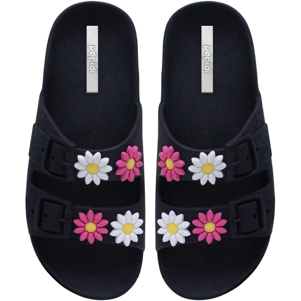 Chinelo Infantil Feminina Sandália Papete Moda Slide 12.59 Cor:preto,tamanho:31/32