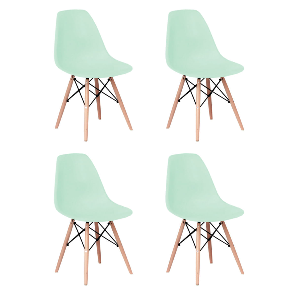 Kit 4 Cadeiras Charles Eames Eiffel Wood Design Varias Cores