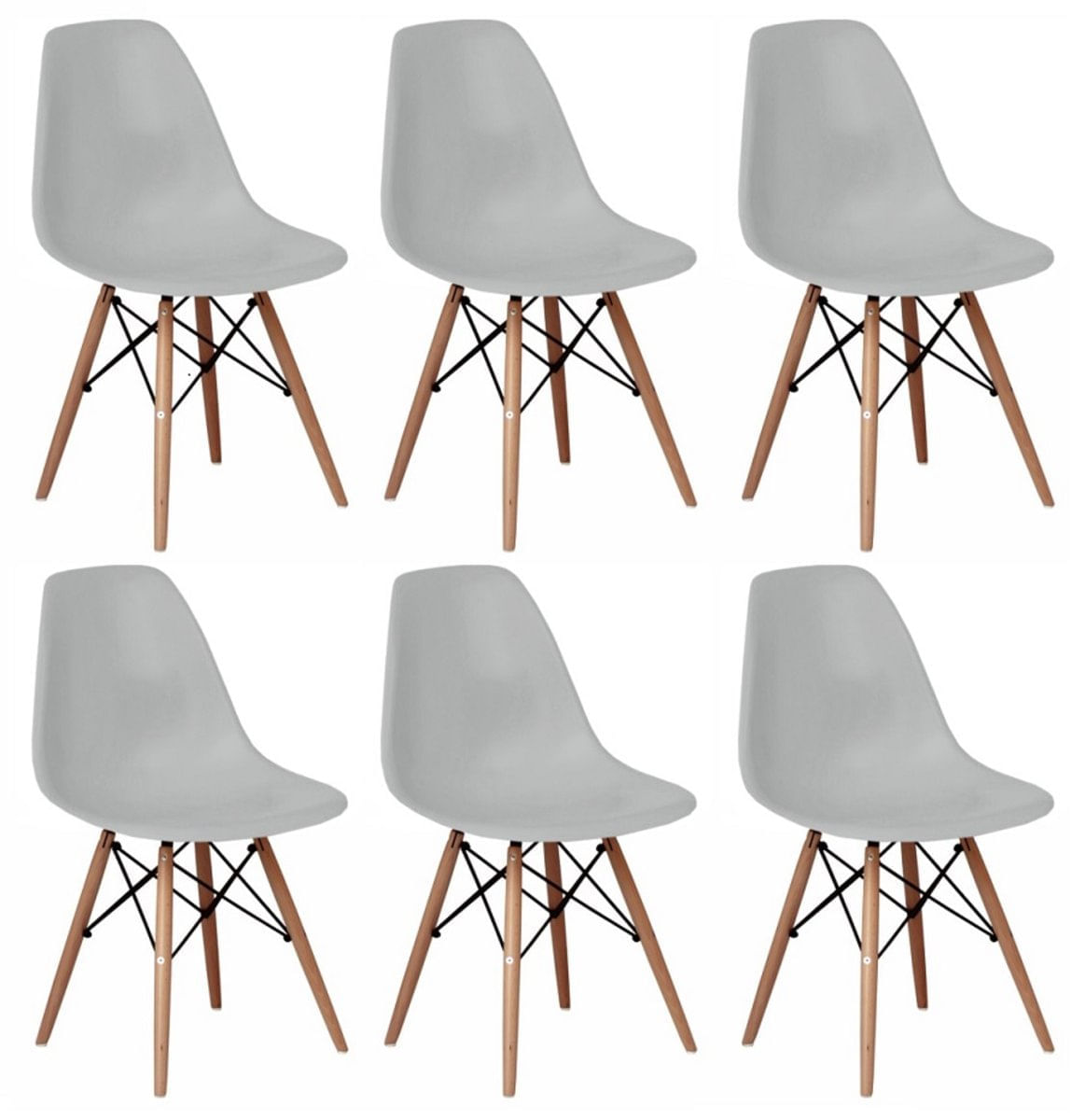 Kit 6 Cadeiras Charles Eames Eiffel Wood Design Varias Cores