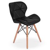 Cadeira Charles Eames Eiffel Slim Wood Estofada - Preta