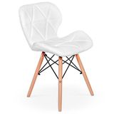 Cadeira Charles Eames Eiffel Slim Wood Estofada - Branca