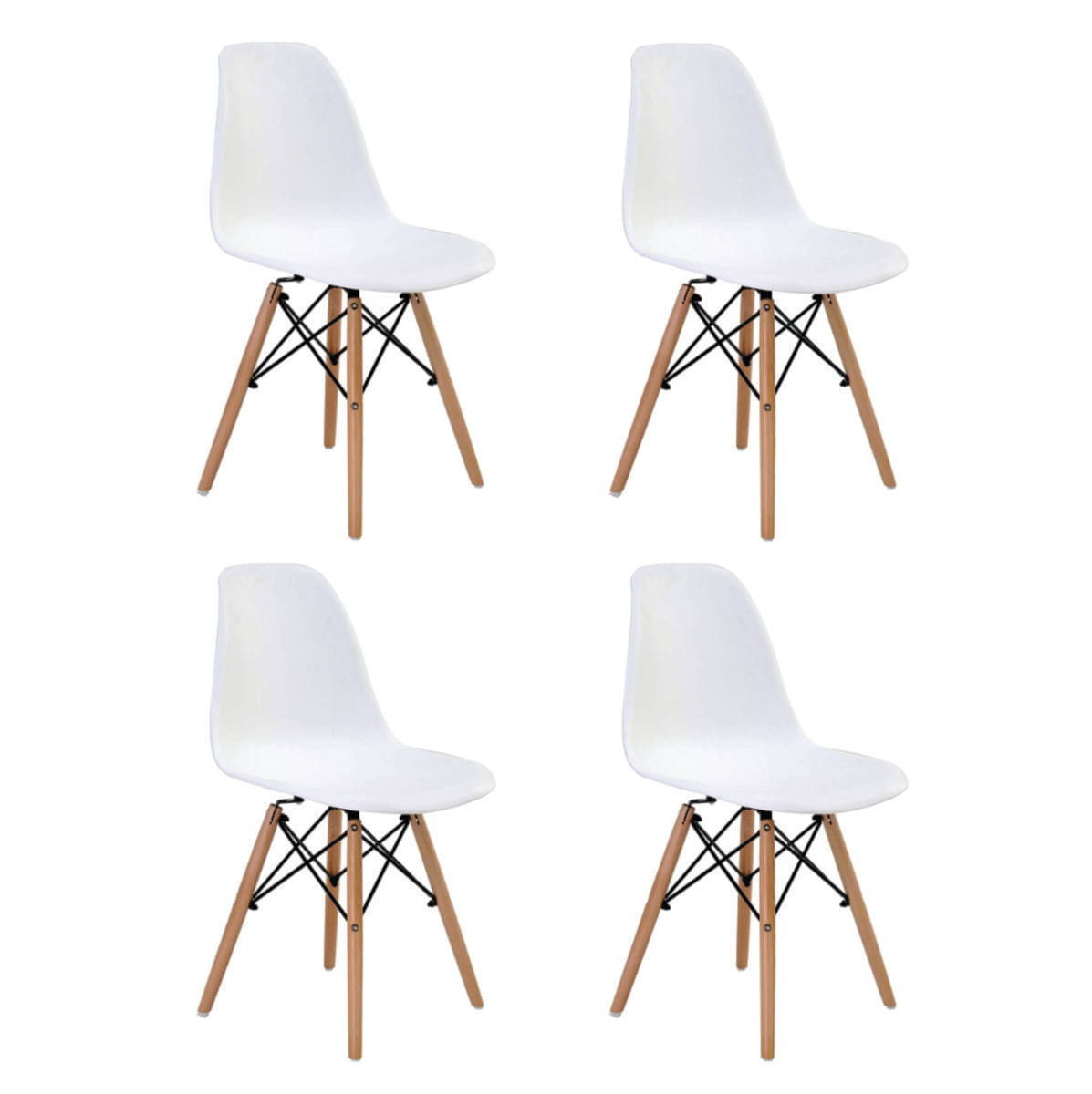 Kit 4 Cadeiras Charles Eames Eiffel Wood Design Varias Cores