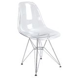 Cadeira Eames Eiffel Cristal Base Metal Cromado