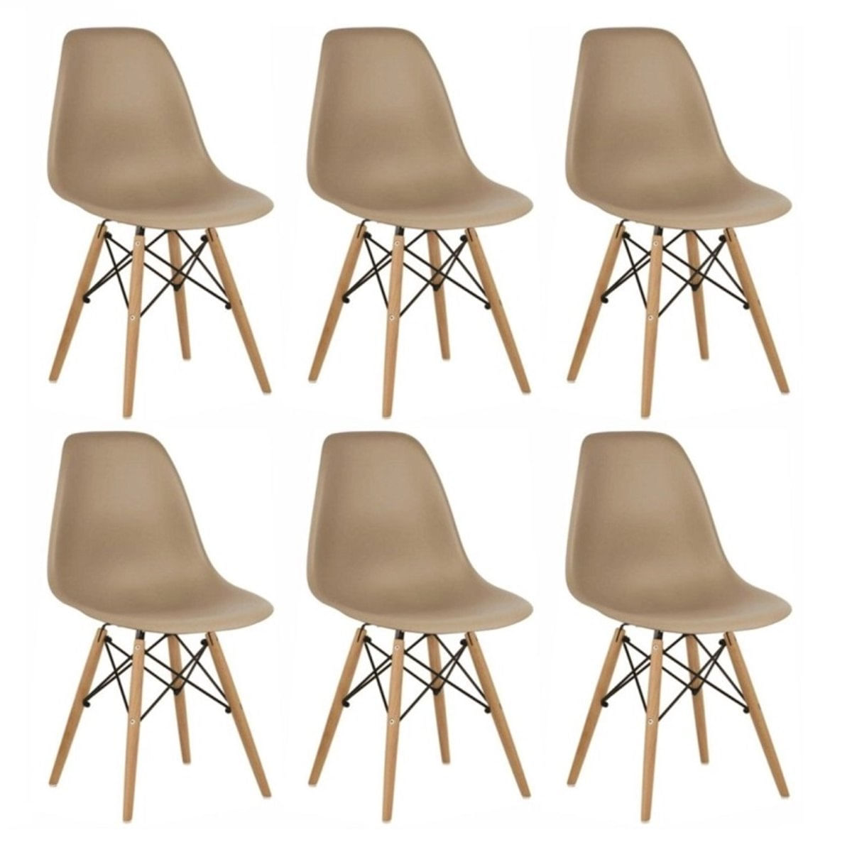 Kit 6 Cadeiras Charles Eames Eiffel Wood Design Varias Cores