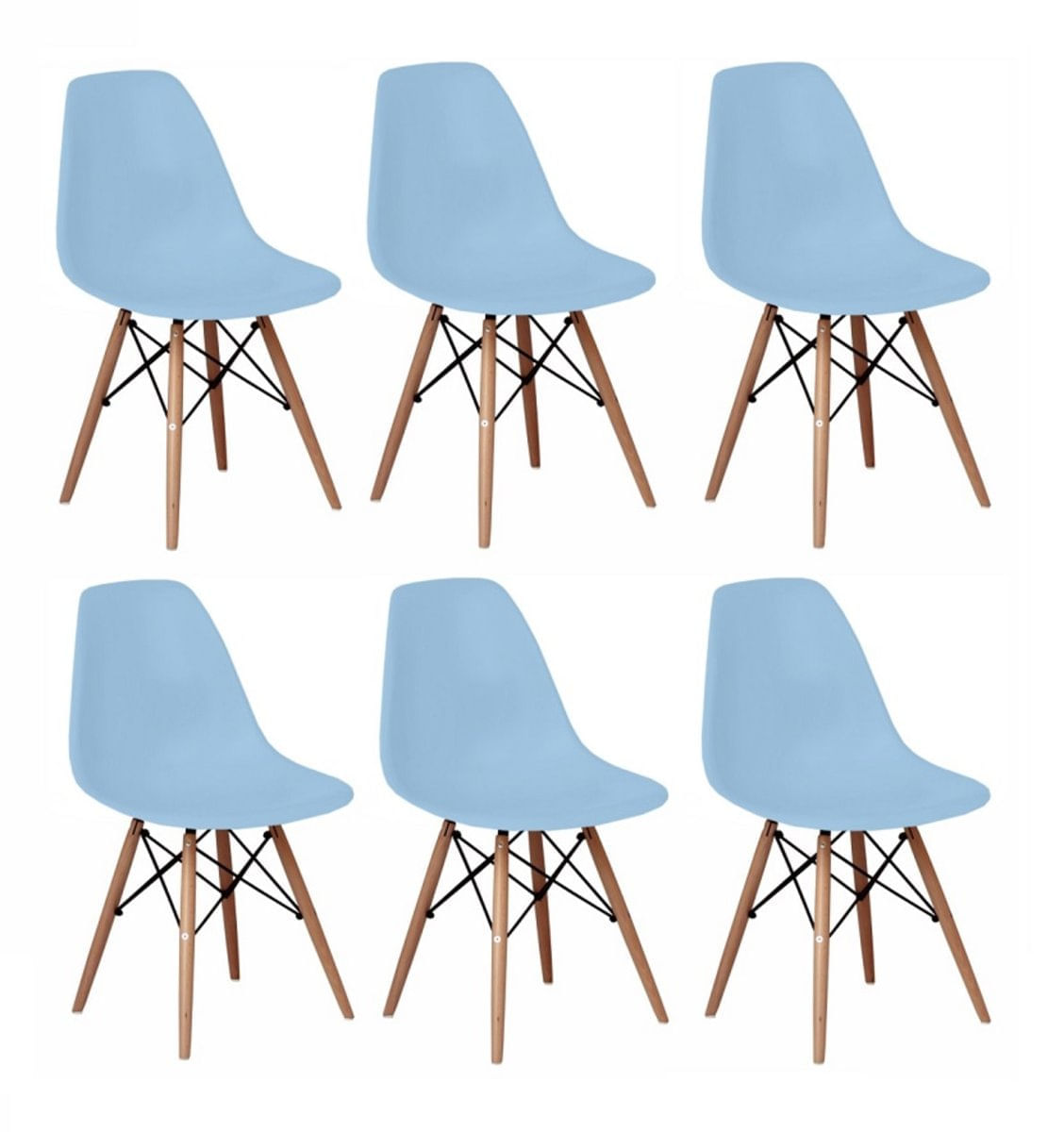 Kit 6 Cadeiras Charles Eames Eiffel Wood Design Varias Cores