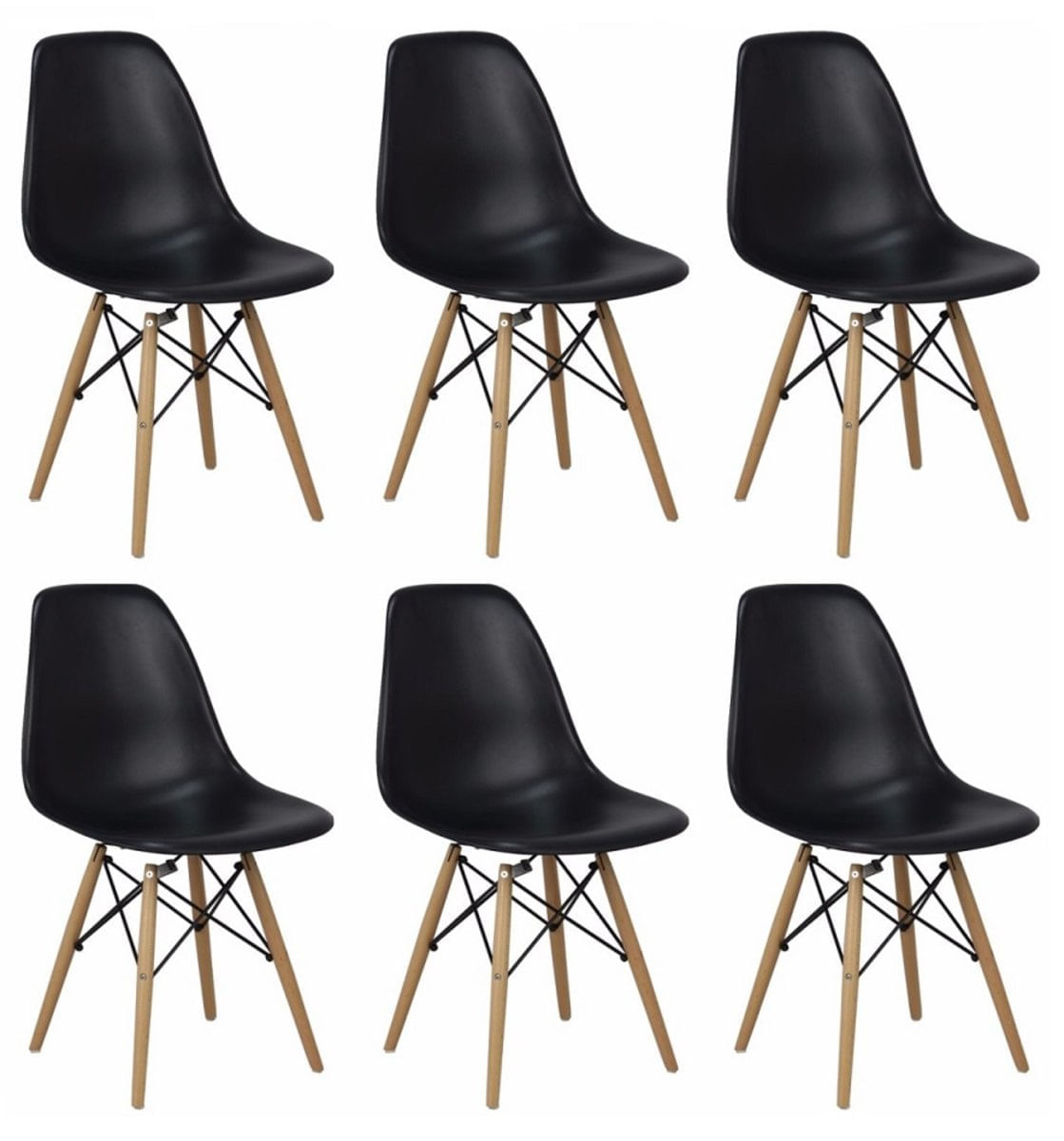 Kit 6 Cadeiras Charles Eames Eiffel Wood Design Varias Cores