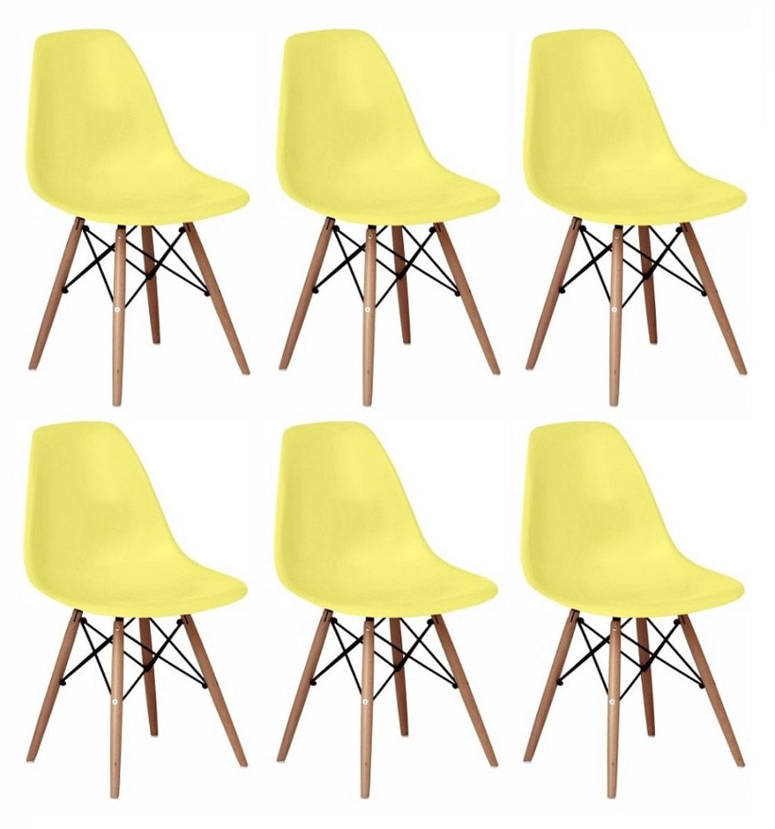 Kit 6 Cadeiras Charles Eames Eiffel Wood Design Varias Cores