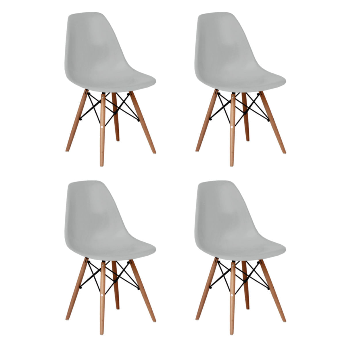 Kit 4 Cadeiras Charles Eames Eiffel Wood Design Varias Cores