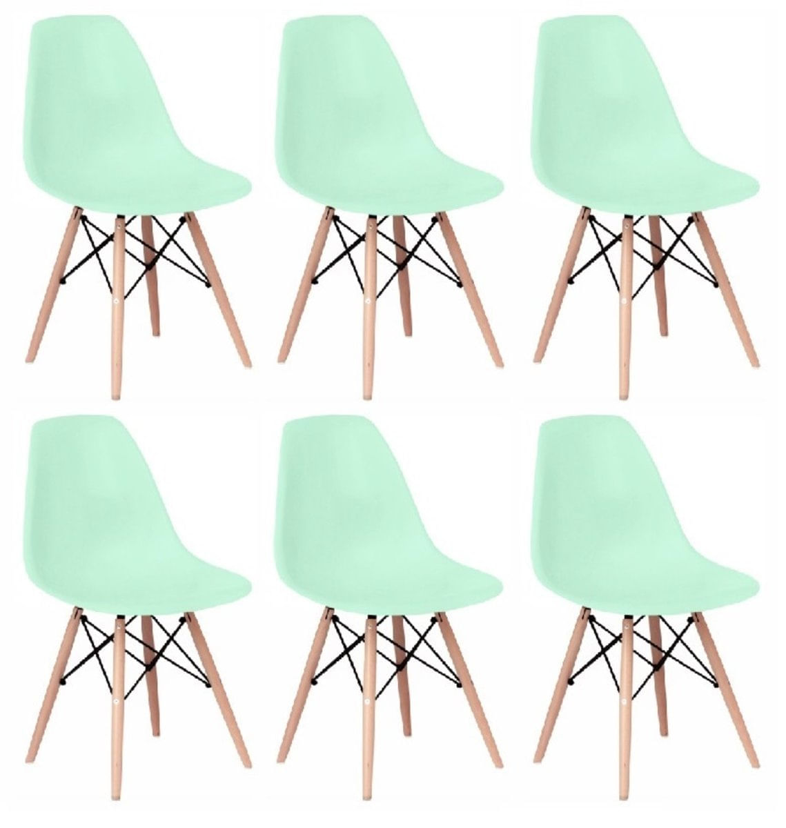 Kit 6 Cadeiras Charles Eames Eiffel Wood Design Varias Cores