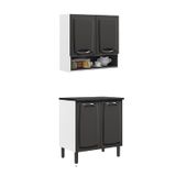 Cozinha Compacta Em Aço 2 Peças 4 Portas 1 Nicho New Premium Itatiaia Grafite/branco/nero Marquina