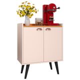 Buffet Linea 2 Portas Cantinho Café Decoração Cozinha Sala Estar Jantar Puxador Concha Prateleiras Off White/Cinamomo– RPM Móveis