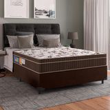 Cama Box Casal Colchão Espuma Orthoface Polar 138x188x63cm Marrom - Suporta Até 120kg Por Pessoa