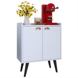 Buffet Linea 2 Portas Cantinho Café Decoração Cozinha Sala Jantar Estilo Retrô Puxador Concha Prateleiras Organizadoras Branco – RPM Móveis