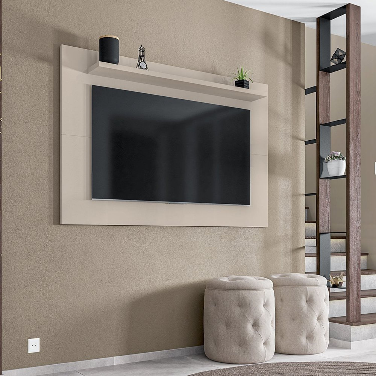 Painel 135cm Para Tv Até 50 Polegadas Safira Casa D Off White