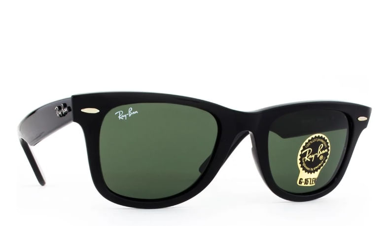 Óculos De Sol  Wayfarer Rb2140 Unissex 50mm Preto Acetato