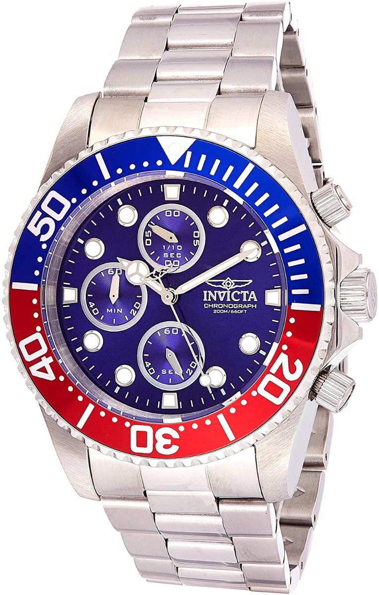 Relógio de quartzo de aço inoxidável Invicta Pro Diver 43mm, Prata (Modelo: 1771)