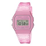 Relógio Casio Feminino Digital Rosa Translúcido F-91ws-4df