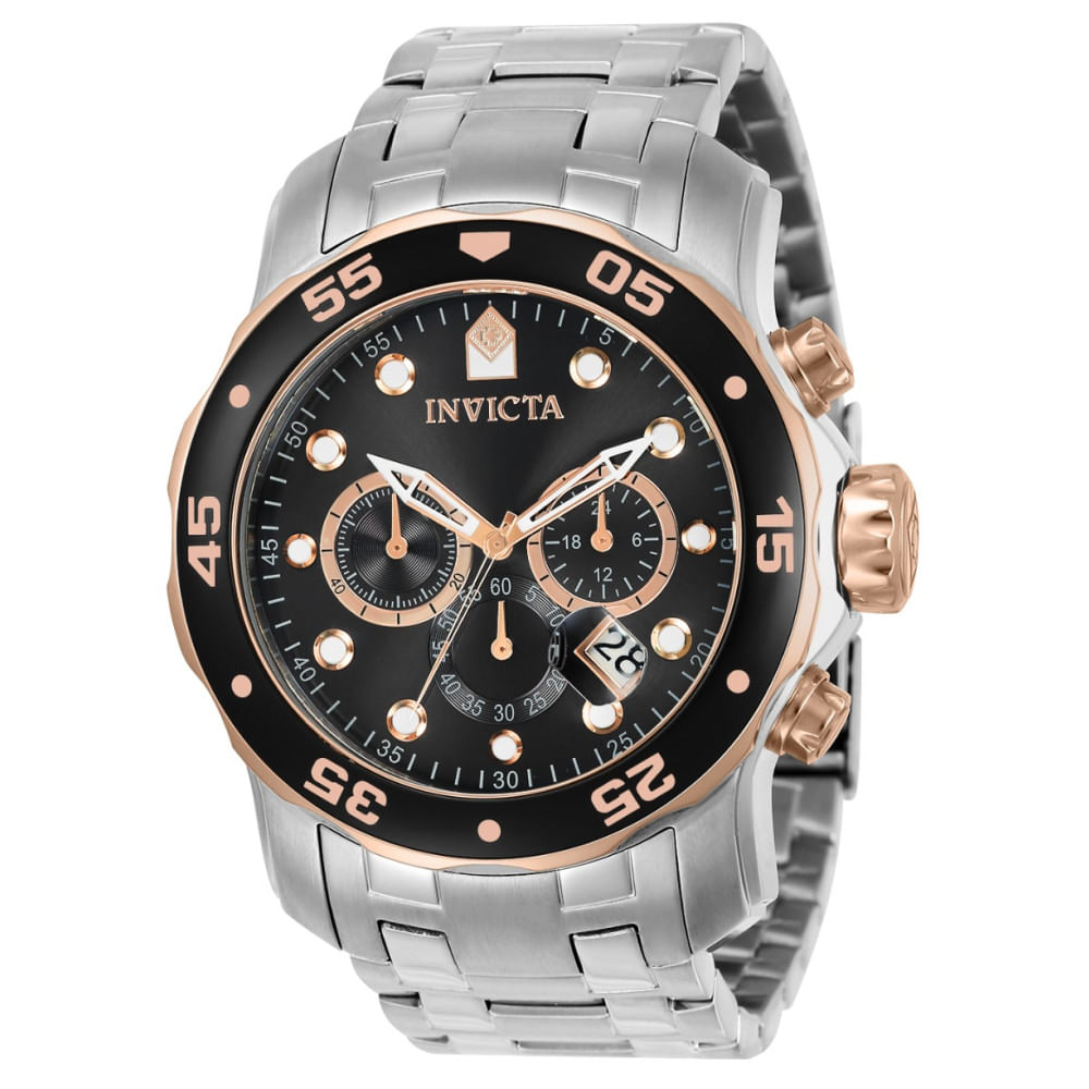 Relógio Masculino Pro Diver Scuba, Invicta 80036, Prata E Preto