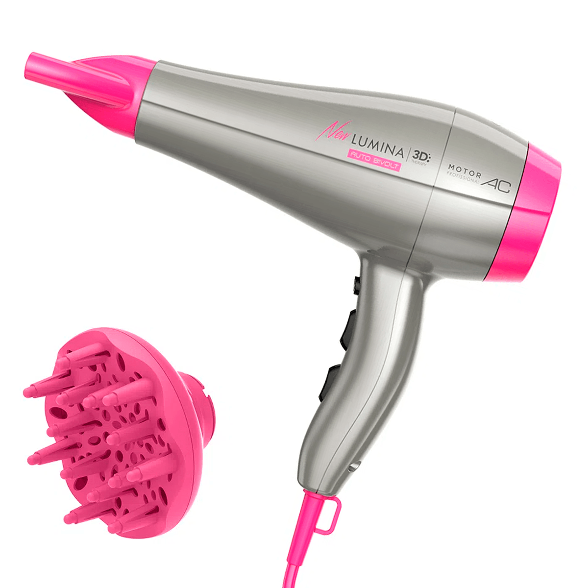 Secador De Cabelo Gama Italy New Lumina 3d Com 02 Velocidades E 2200w Prata E Rosa - Bechd0000002428