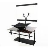 Gabinete De Vidro 60cm Ap Com Cuba Quadrada - Imperador