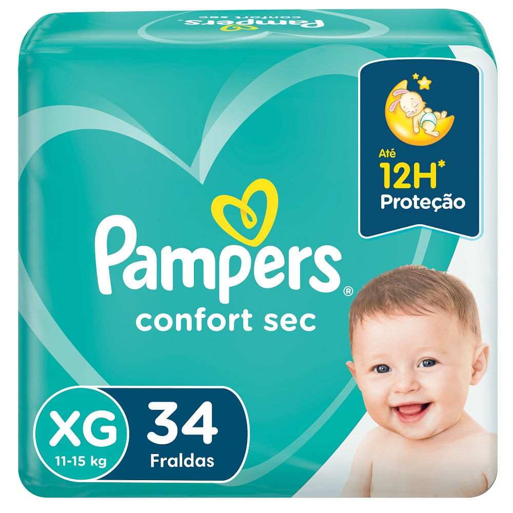 Fralda Pampers Confort Sec Mega Tamanho XG com 34 unidades