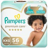 Fraldas Pampers Premium Care Jumbo Tamanho XXG 56 Unidades