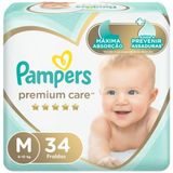 Fraldas Pampers Premium Care M 34 Unidades