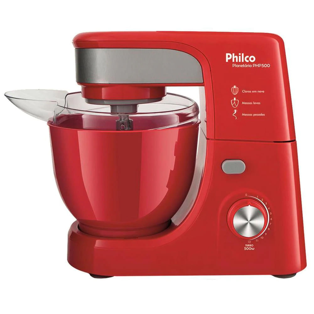 Batedeira Philco Planetaria Turbo Php500, 500w, 12 Vel, 4 L, Vermelha - 220v