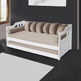 Sofa Cama Solteiro De Madeira Maciça Com Cama Auxiliar Atraente Branco