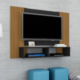 Painel Para TV Até 42 Pol Bechara Navi 2 Nichos Preto Fosco Ripado