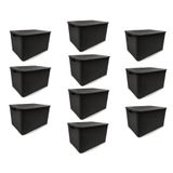 Kit 10 Caixas Organizadoras Rattan Preta 40 Litros Arqplast