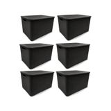 Kit 6 Caixas Organizadoras Rattan Preta 15 Litros Arqplast