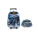 Kit Batman Dc Original Mochila De Rodinha + Lancheira