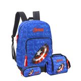 Kit Escolar Marvel Mochila Costas + Lancheira + Estojo Az