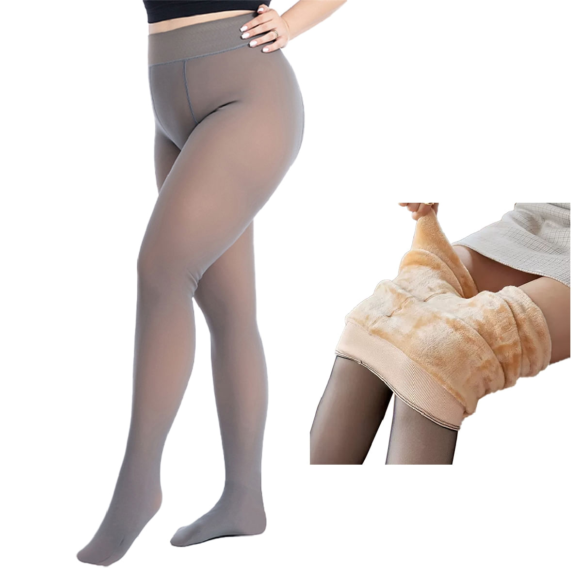 Kit 6 Meia-calça Térmica Plus Size Peluciada Forrada Translúcida Calça Legging Inverno Para Frio