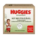 Kit Reutilizável Huggies Eco Protect 1 Fralda De Pano Na Cor Vermelha E 2 Absorventes De Tecido  Reutilizáveis Tamanho Único 4 A 16kg