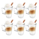 Jogo Com 6 Xícaras 230ml Grande Cappuccino Alça Quadrada