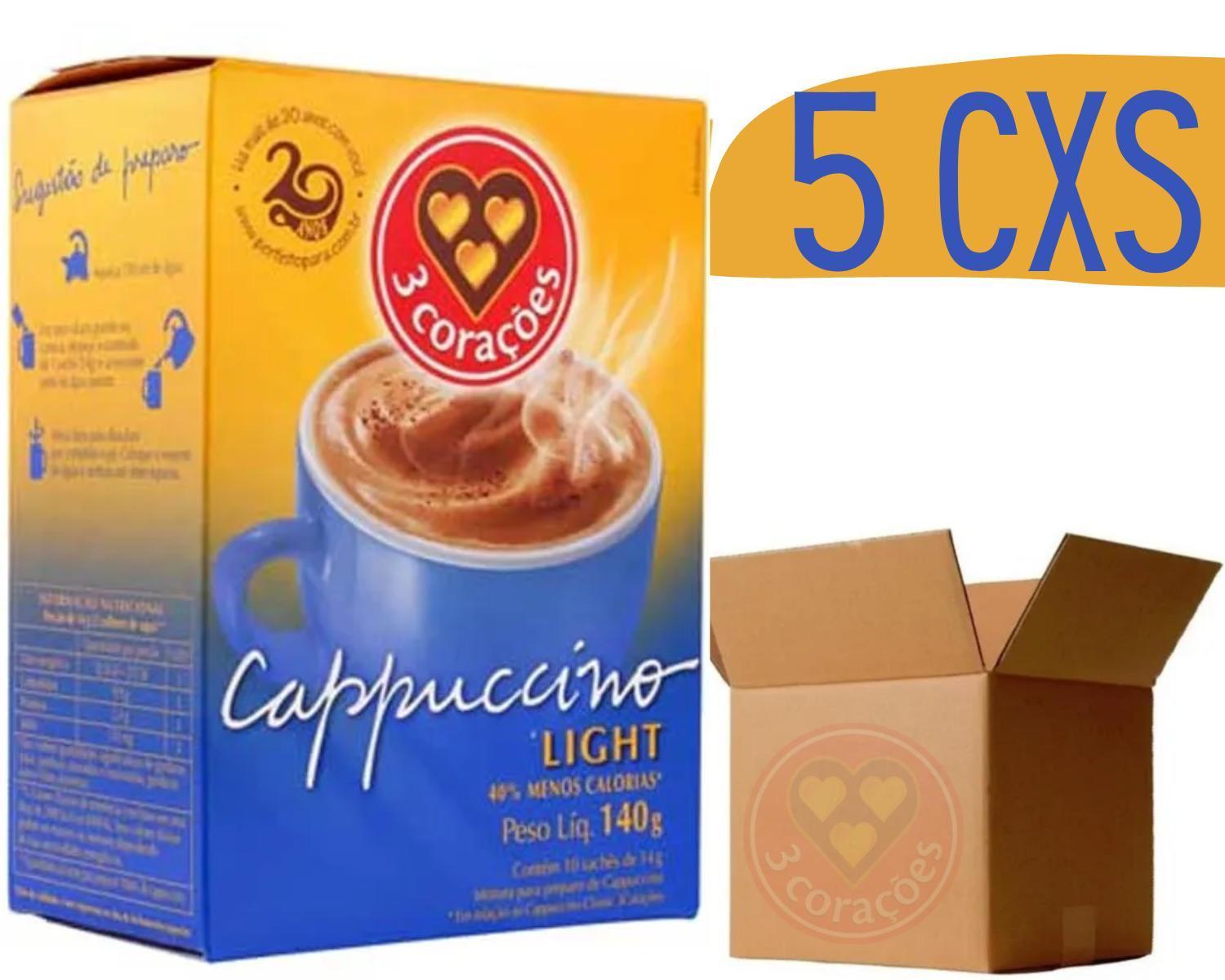 Cappuccino 3 Corações Light Em Sachê 14g - 50 Unidades